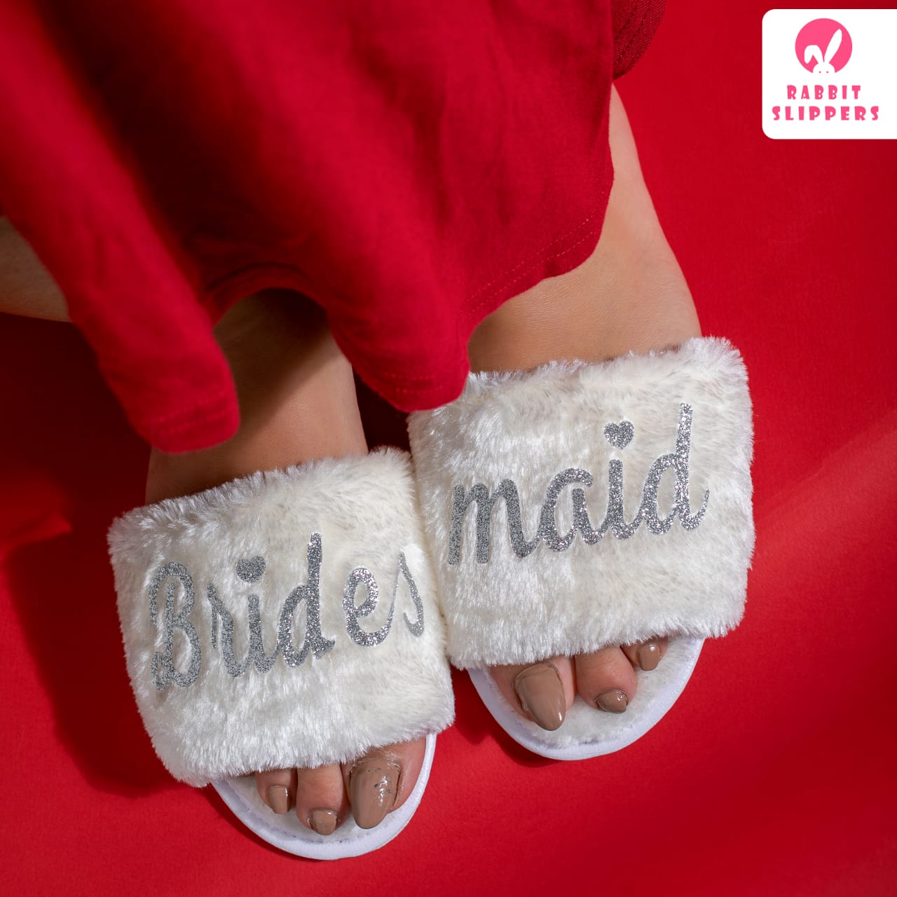 white Fluffy Slippers – Soft & Cozy Comfort - silver bridesmaid
