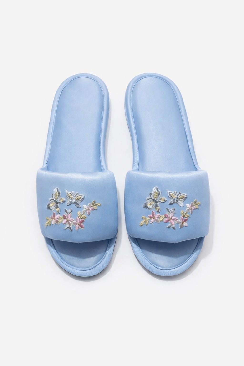 Embroidered light blue Slippers